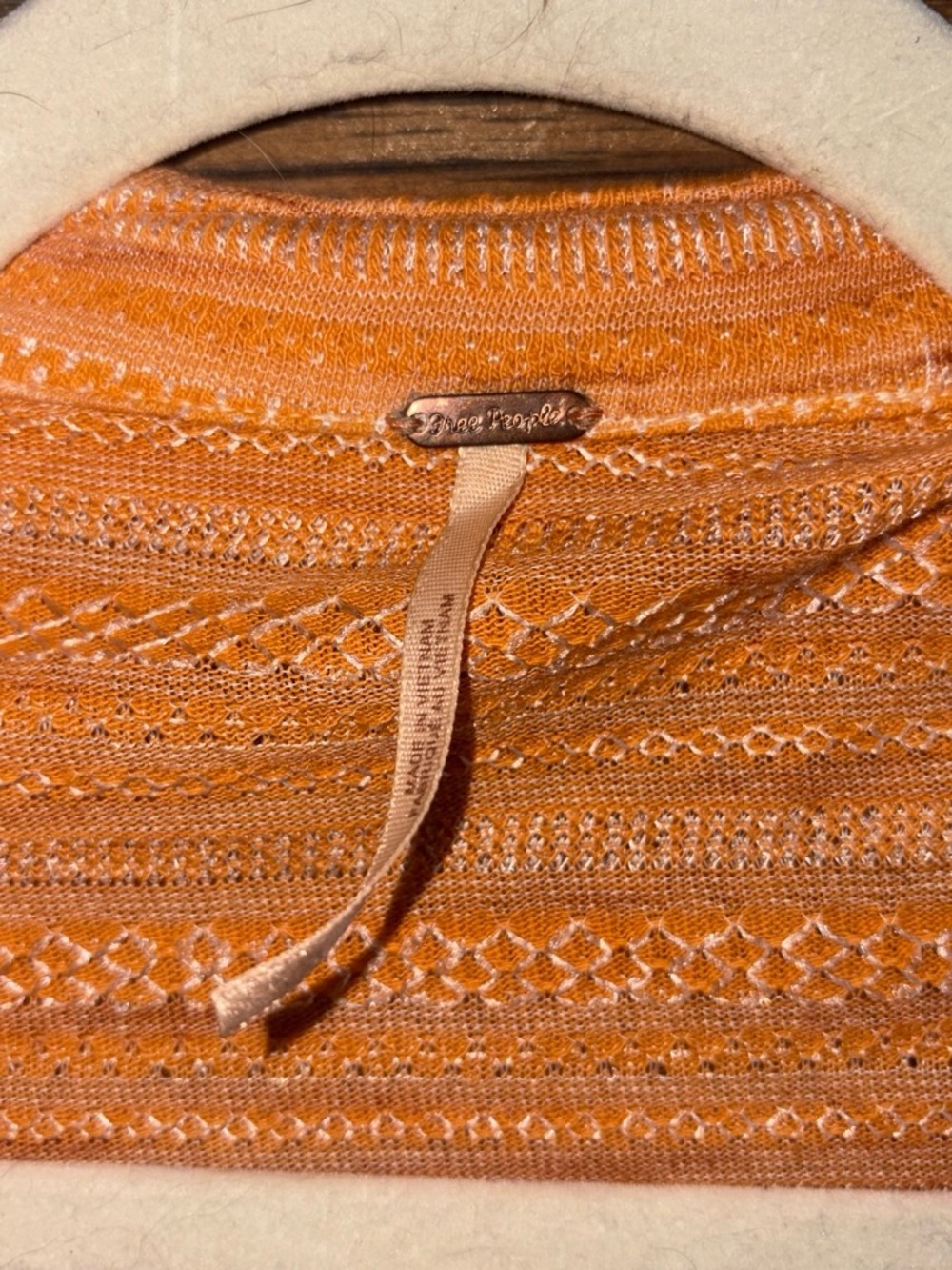 Free People Striped Orange Wrap Crop Top with Ruffle V-Neck - Picture 4 of 6